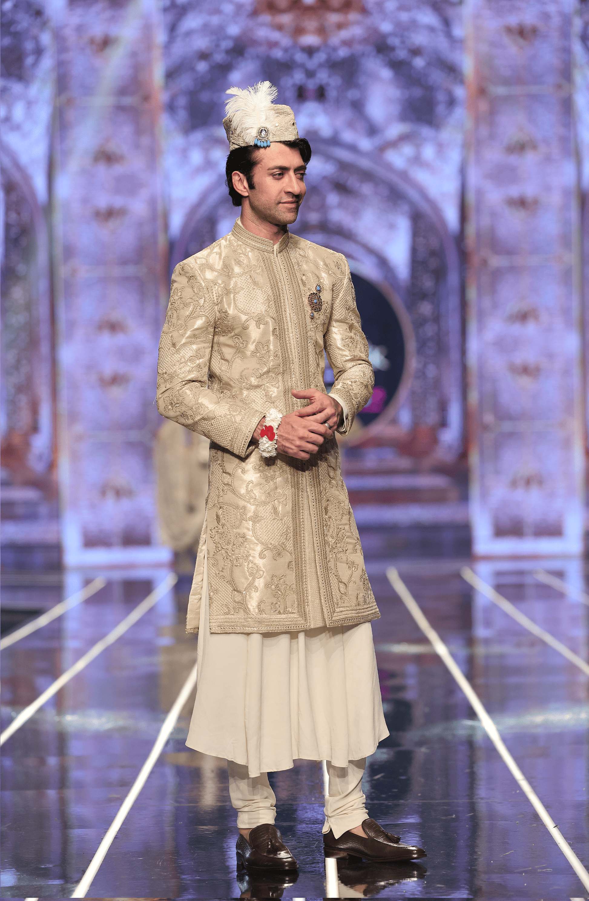 HSY | BCW-M01 - Tissue Sherwani Paired With Anarkali & Churidaar