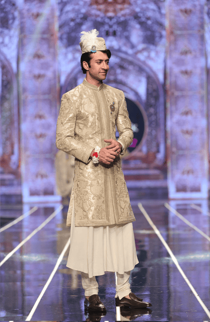 HSY | BCW-M01 - Tissue Sherwani Paired With Anarkali & Churidaar