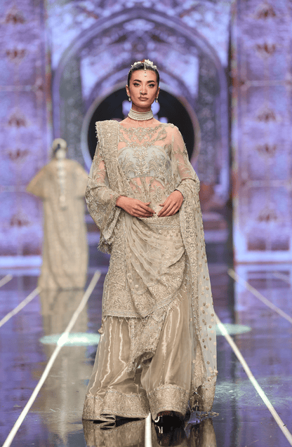 HSY | BCW-09 - Long Net Shirt With Tissue Sharara