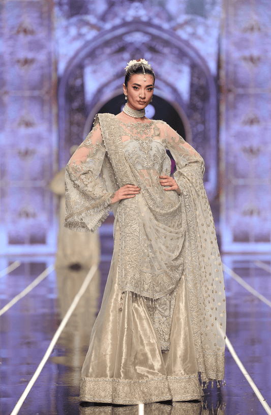 HSY | BCW-09 - Long Net Shirt With Tissue Sharara