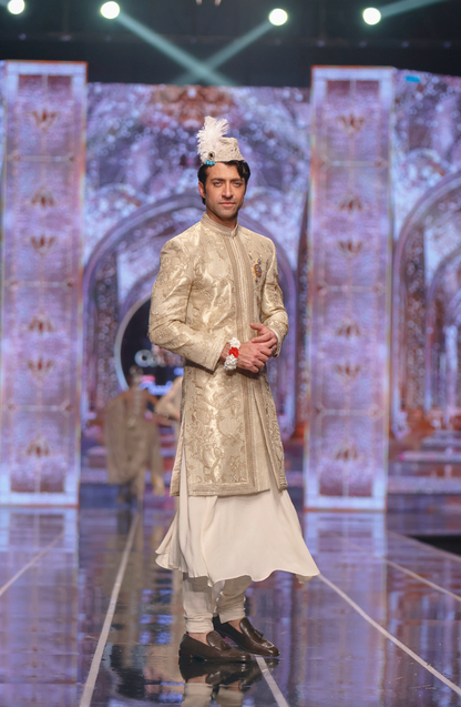 HSY | BCW-M01 - Tissue Sherwani Paired With Anarkali & Churidaar