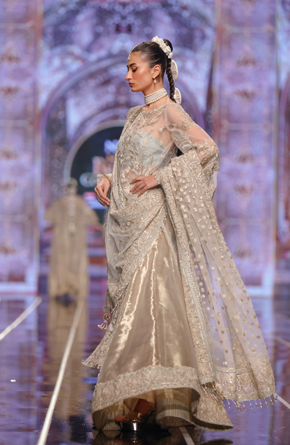 HSY | BCW-09 - Long Net Shirt With Tissue Sharara