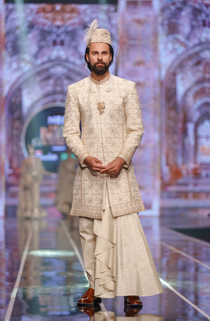 HSY | BCW-M05 - Silk Dhoti Shalwar & Sherwani Paired With Kurta