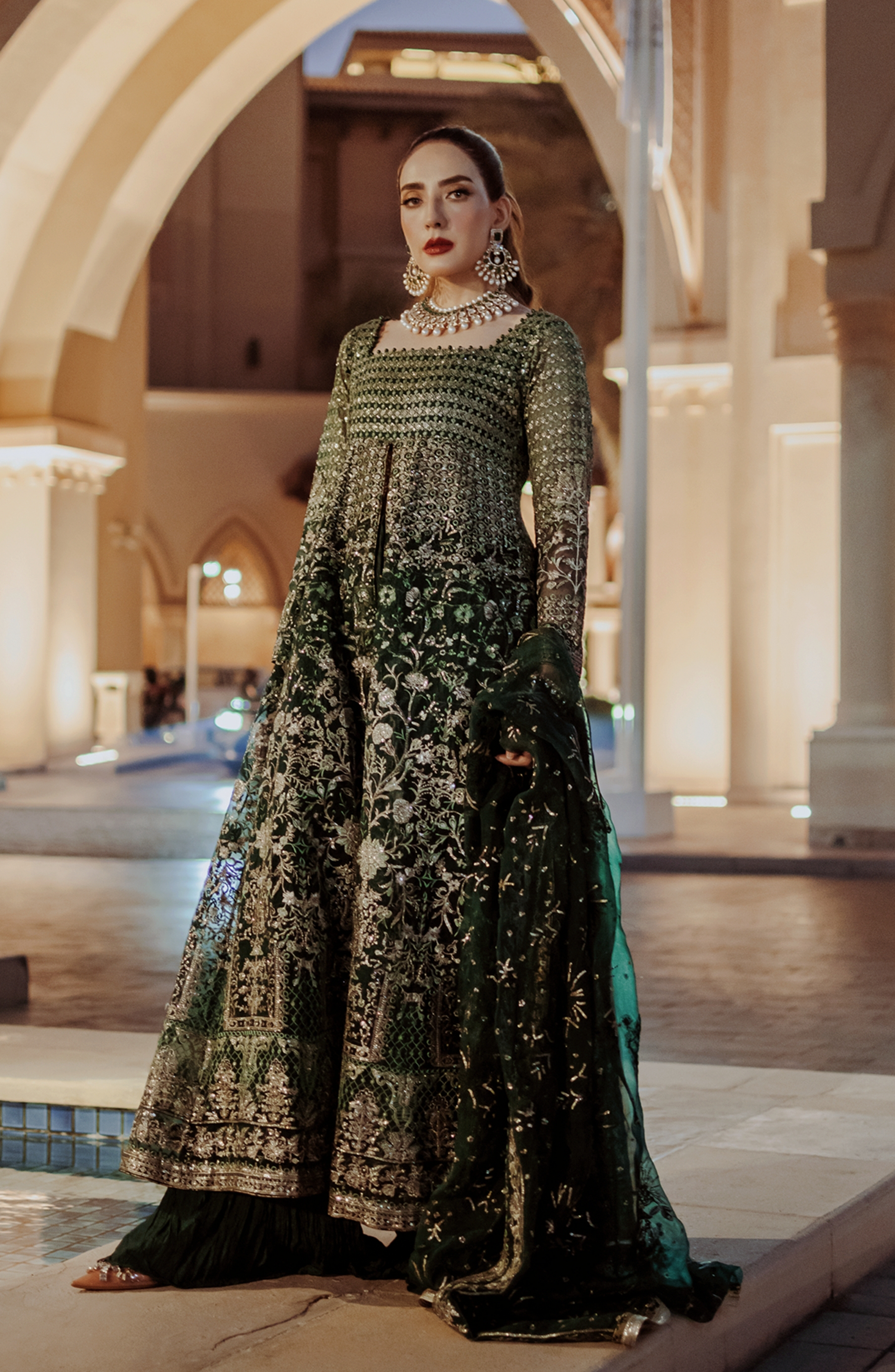 Hoor - Stunning Emerald Green Pishwas