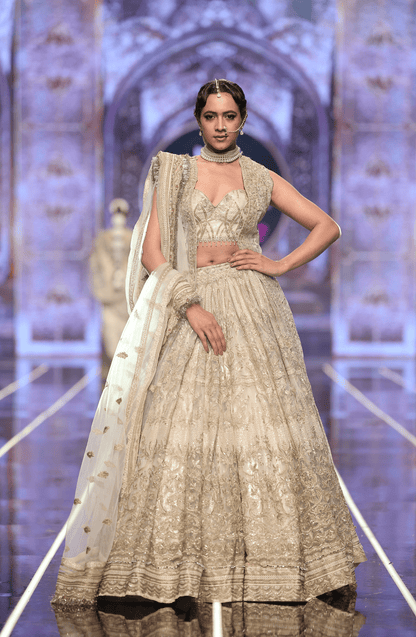 HSY | BCW-01 - Net Lehenga Choli With Tabard