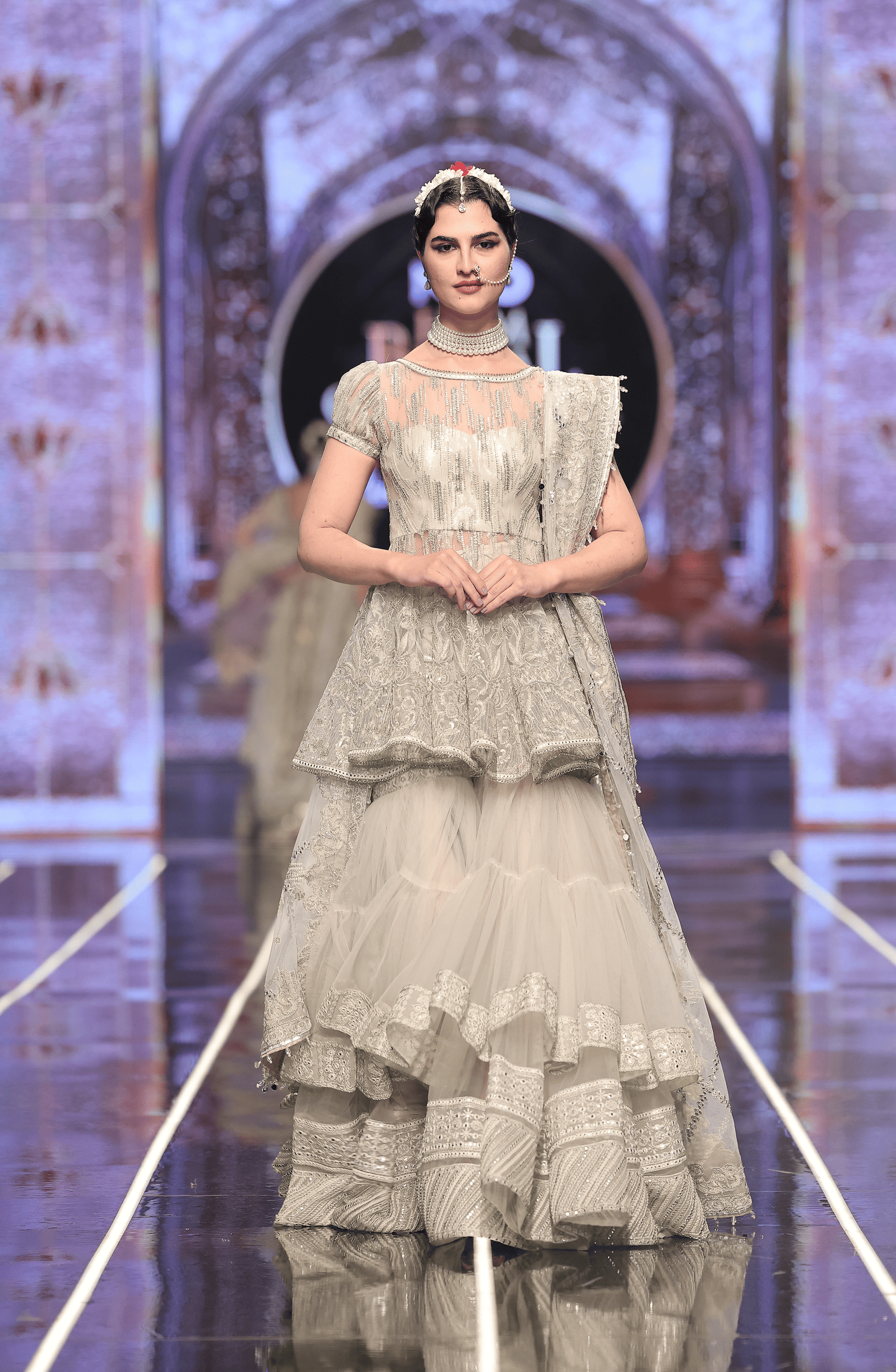 HSY | BCW-04 - Peplum Top With Tiered Gharara