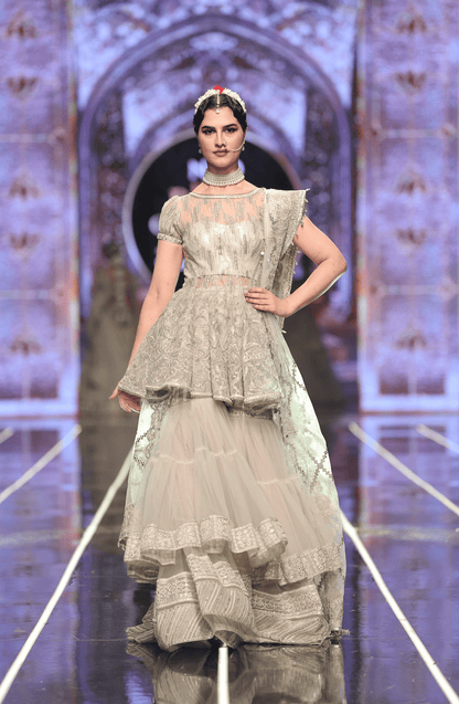 HSY | BCW-04 - Peplum Top With Tiered Gharara