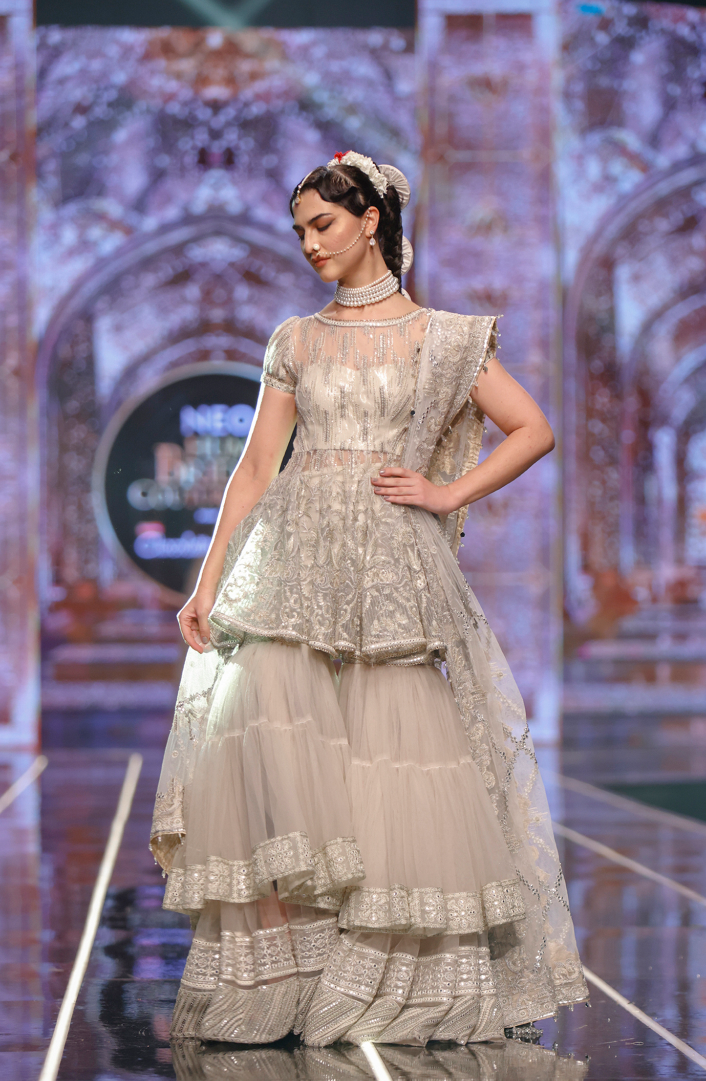 HSY | BCW-04 - Peplum Top With Tiered Gharara