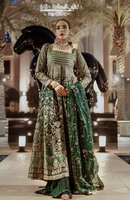 Hoor - Stunning Emerald Green Pishwas