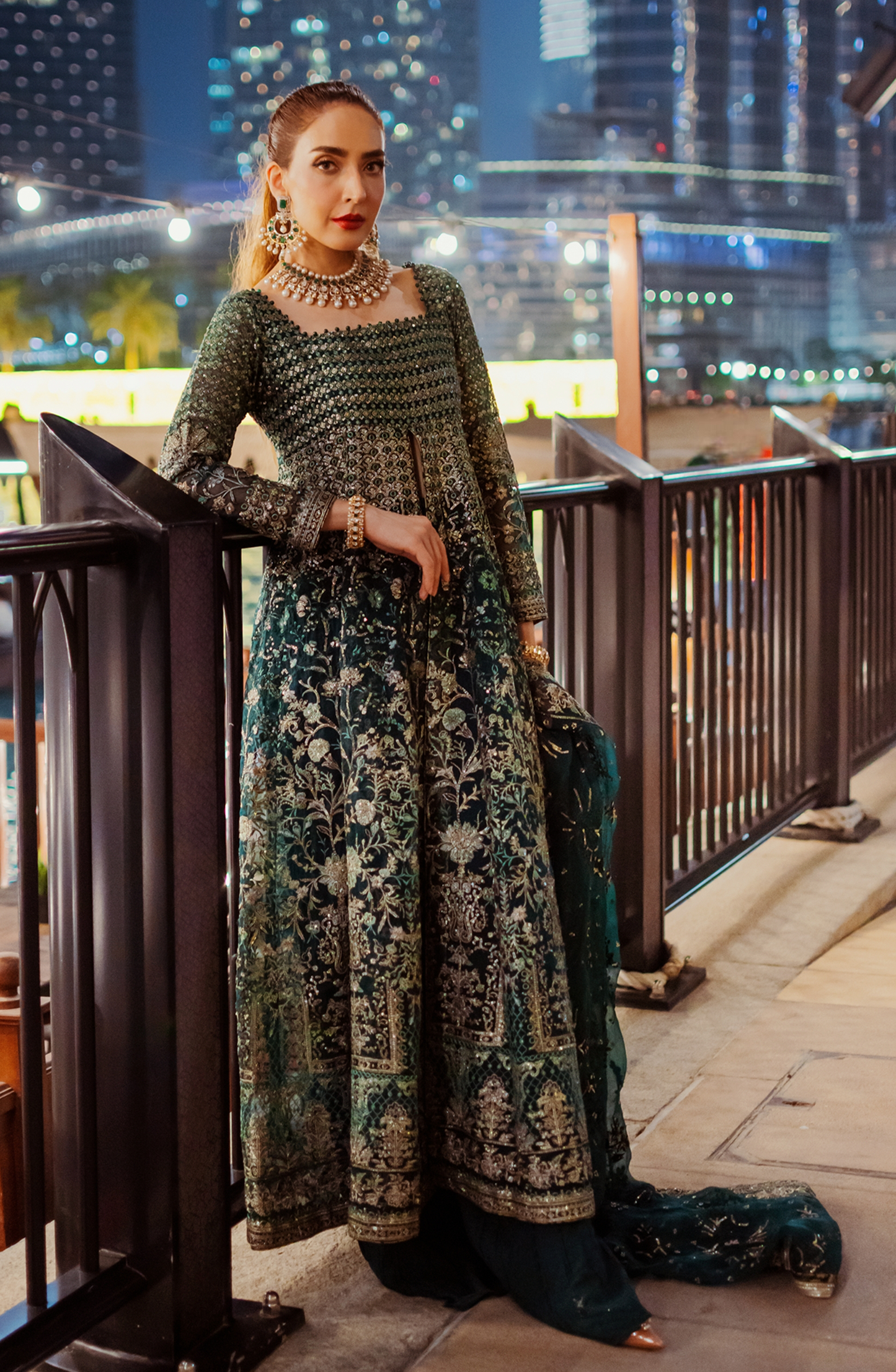 Hoor - Stunning Emerald Green Pishwas