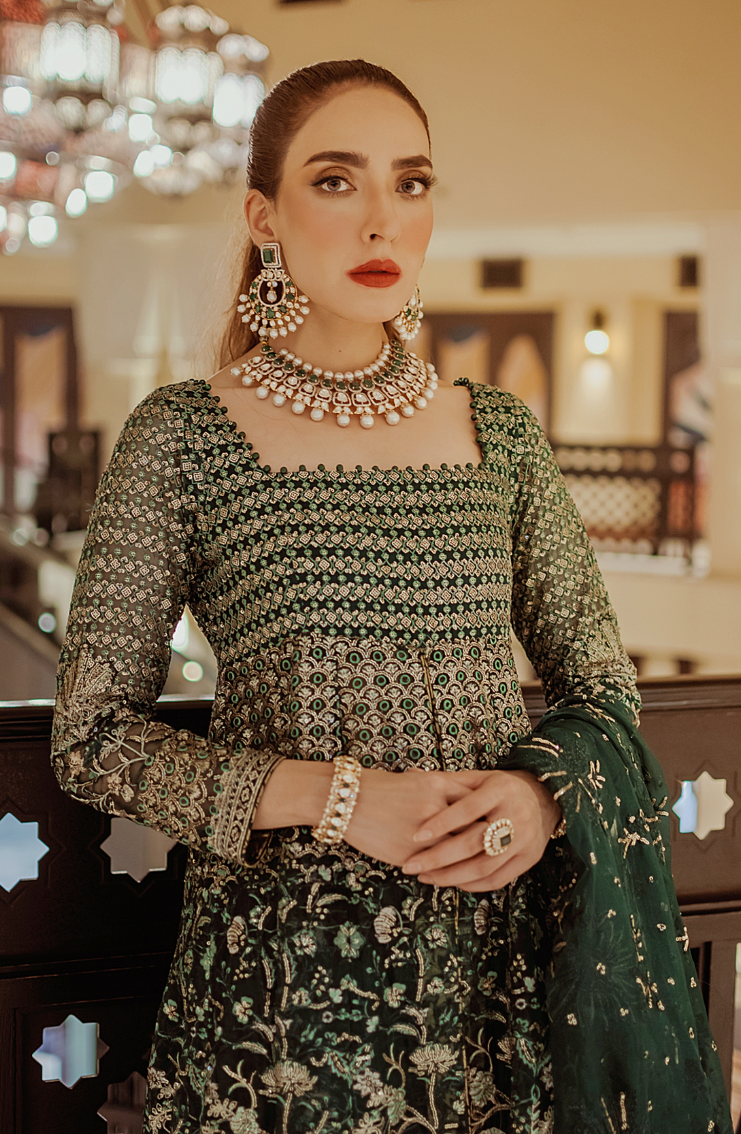 Hoor - Stunning Emerald Green Pishwas