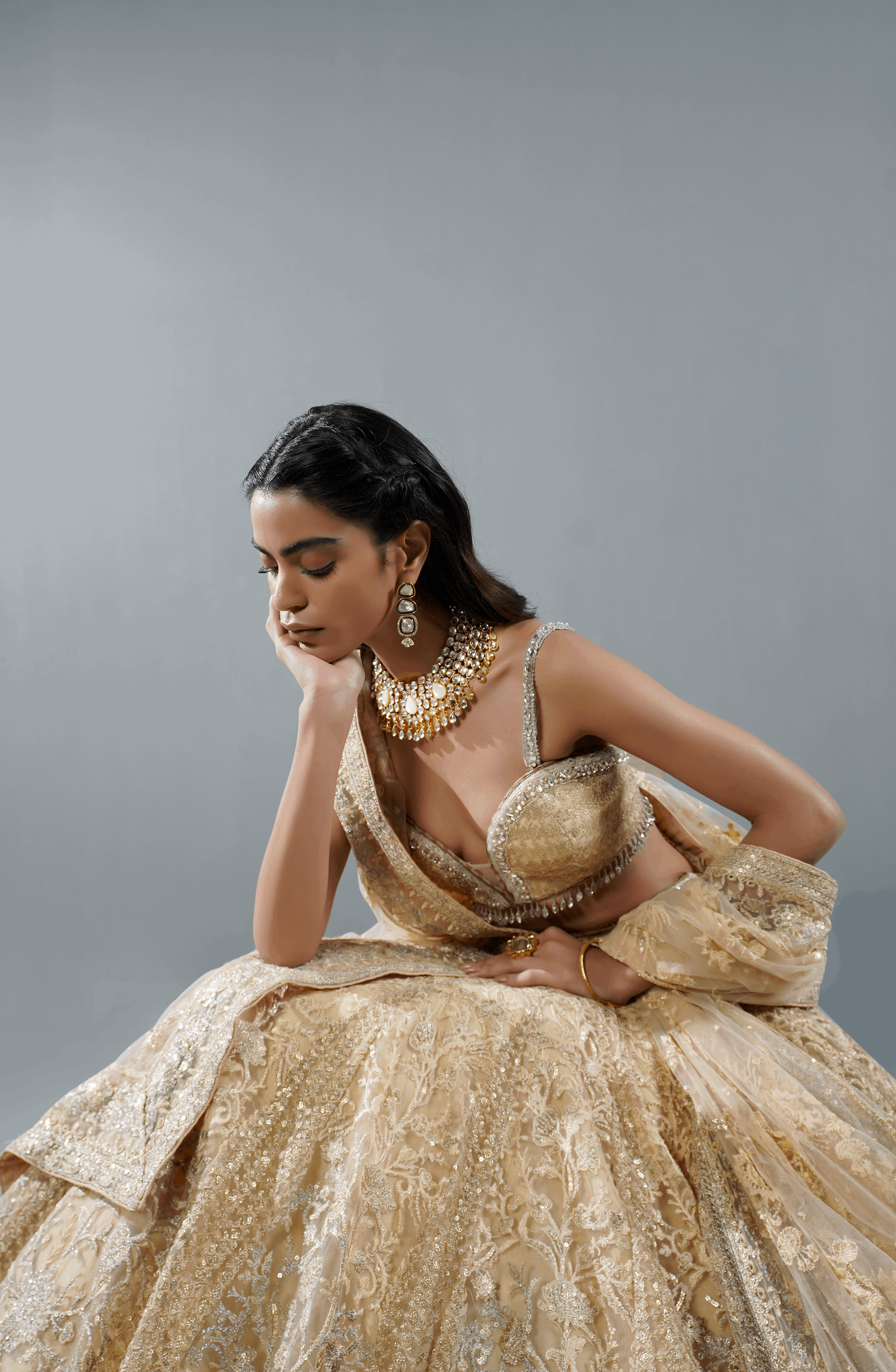 Beige Dream - Exquisite Net Lehenga Choli Outfit