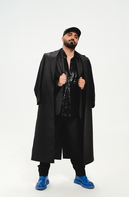 HSY | Dress Shirt with Suit Jacket and Oversized Coat